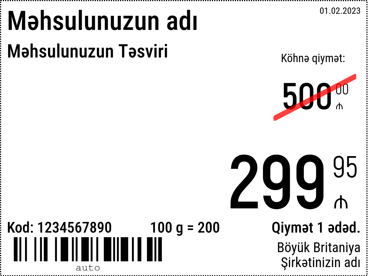 Qiymət etiketi Yeni / 8x6 / Reklam