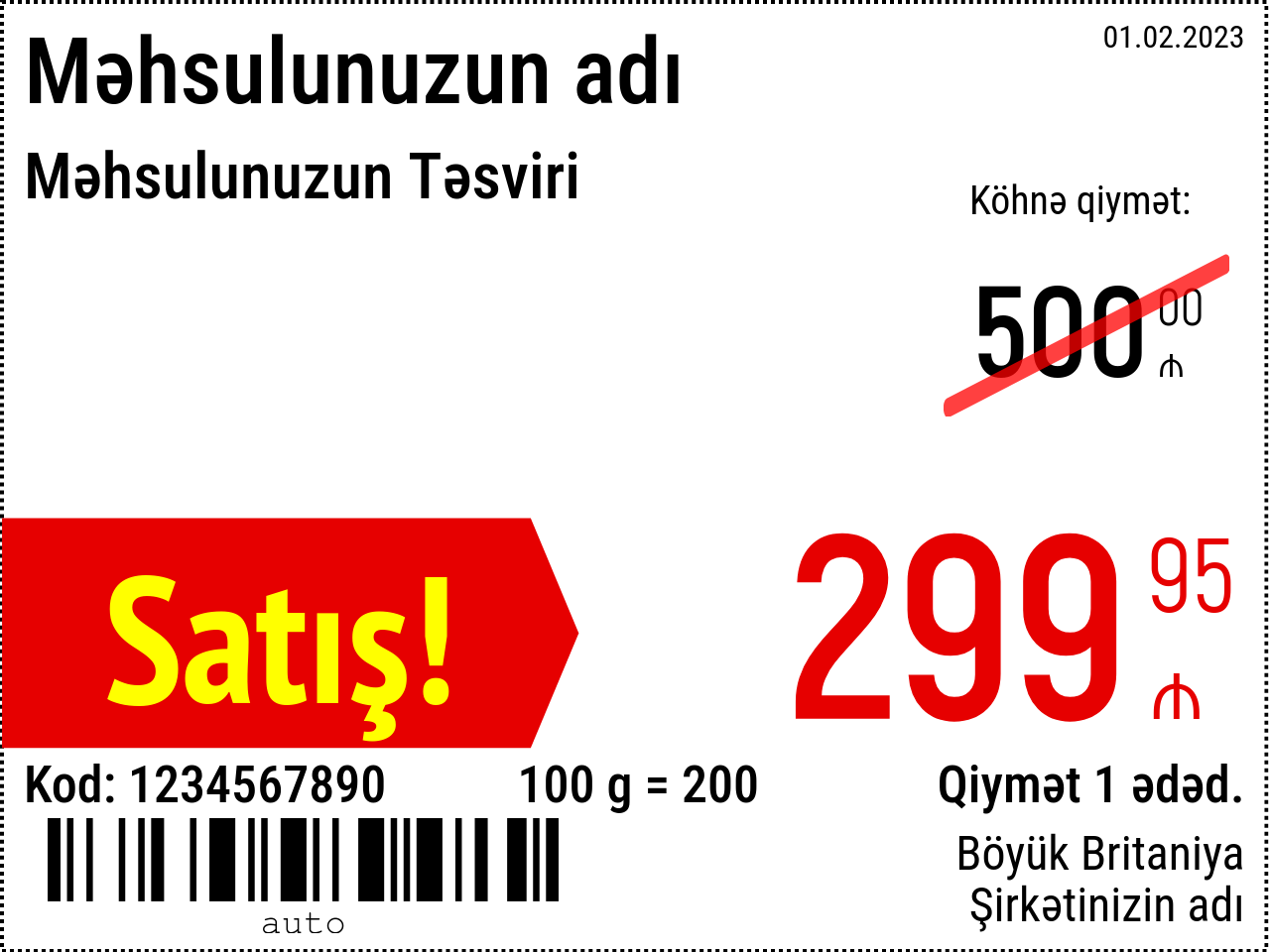Qiymət etiketi Yeni / 8x6 / Reklam 2