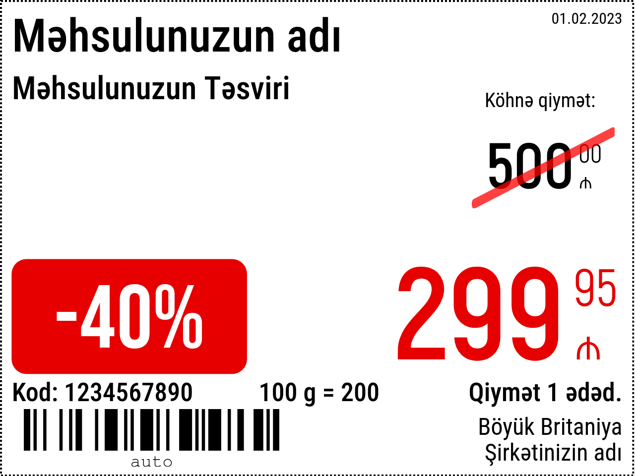 Qiymət etiketi Yeni / 8x6 / Reklam 3