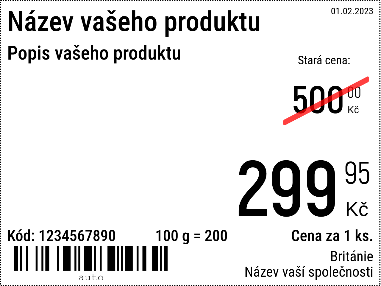 Cenovka Nový / 8x6 / Propagační