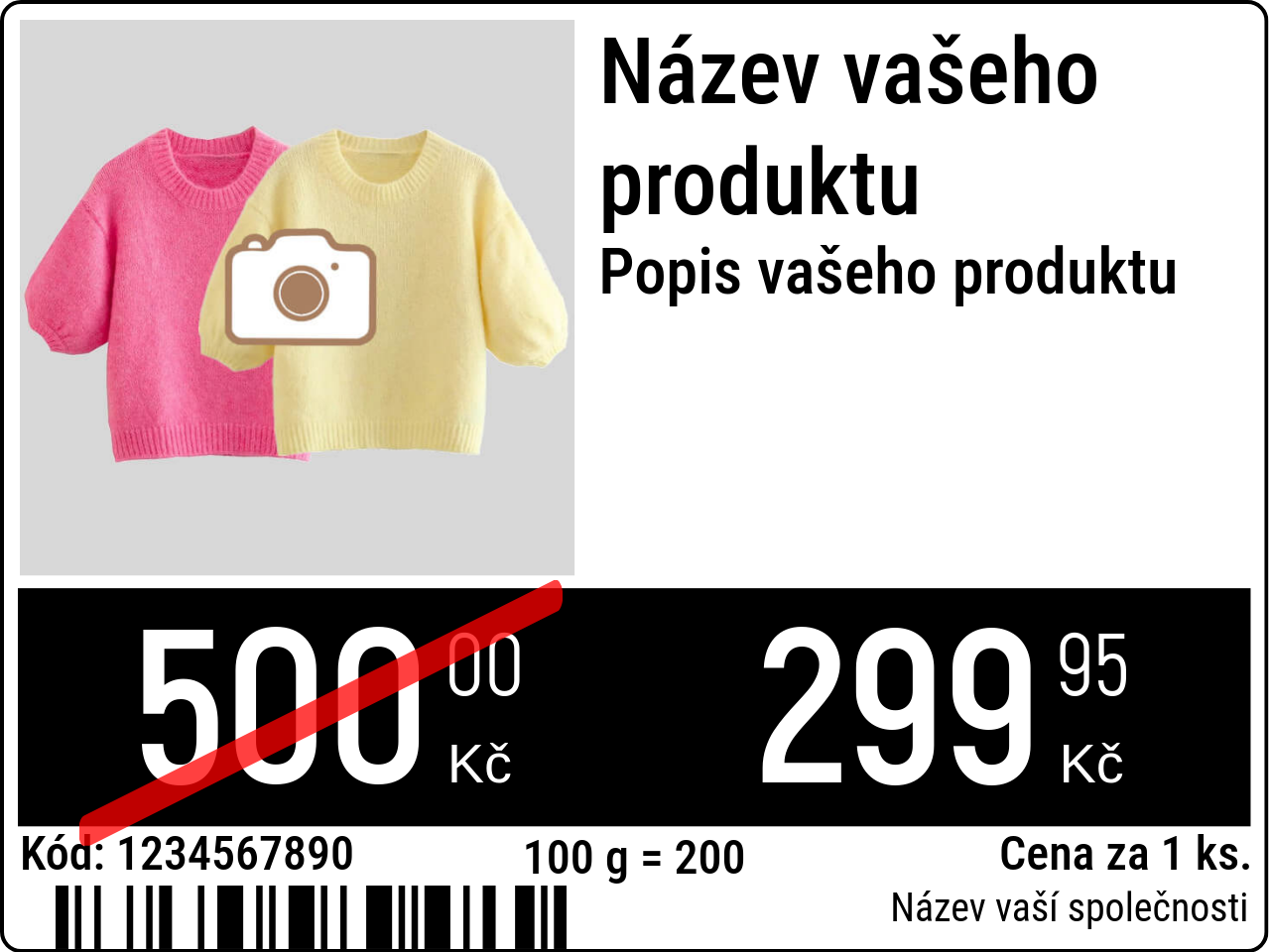 Cenovka Původní / Cenovky s obrázkem produktu / Propagační