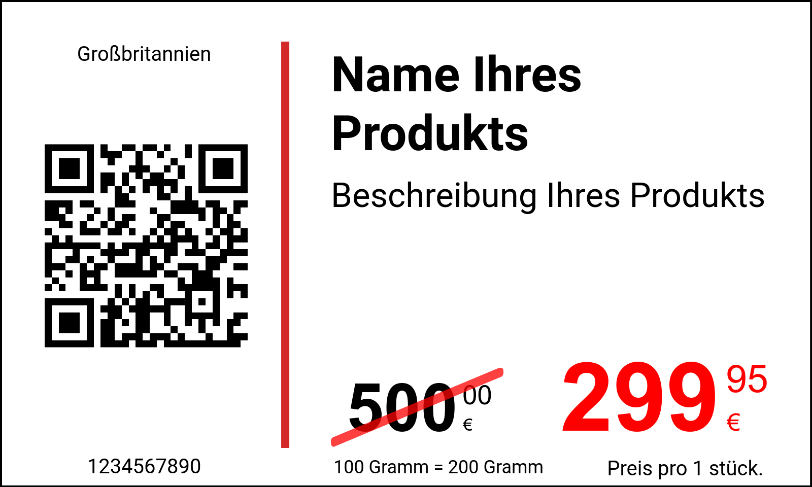 Preisschild Original / Preisschilder mit QR-Code und Datamatrix-Code / Werbe