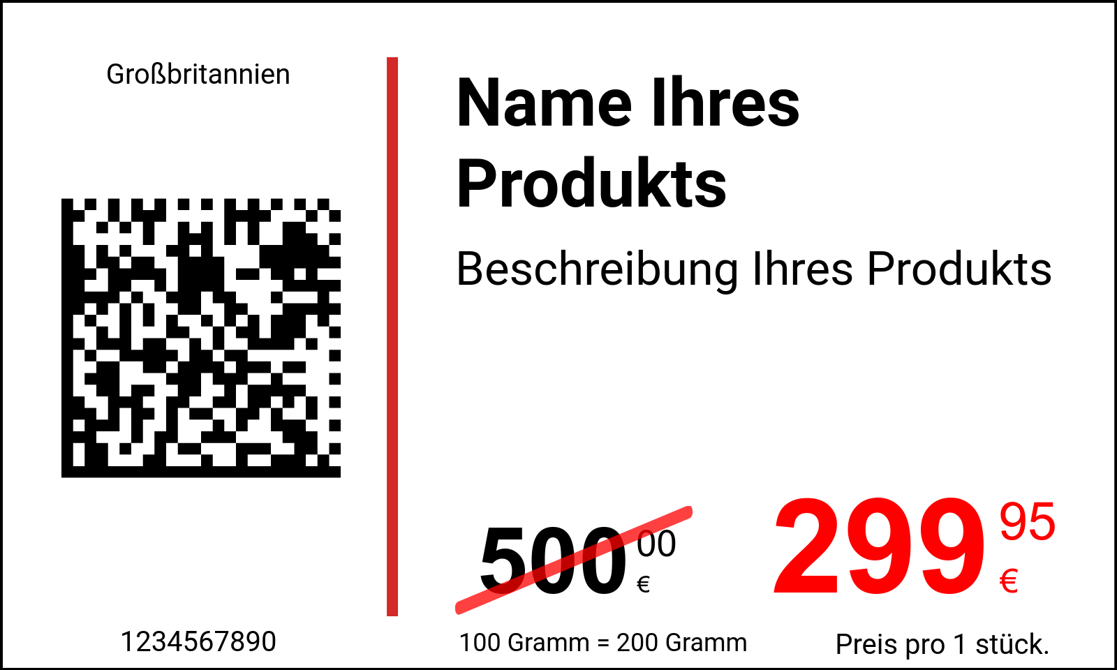 Preisschild Original / Preisschilder mit QR-Code und Datamatrix-Code / Werbe 2
