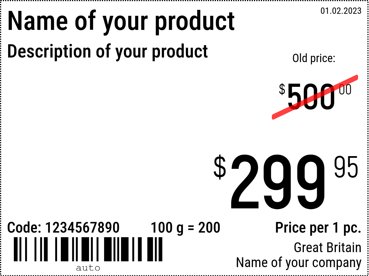 Price tag New / 8x6 / Promotional