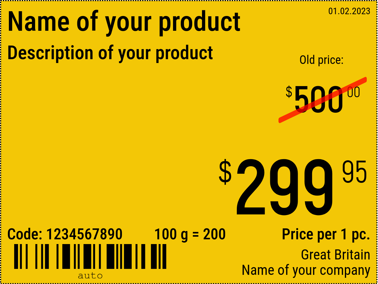 Price tag New / 8x6 / Promotional price tag with background