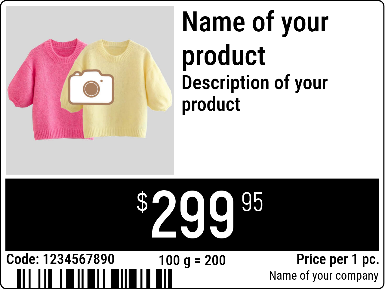 Price tag Original / Price tags with product image / Normal
