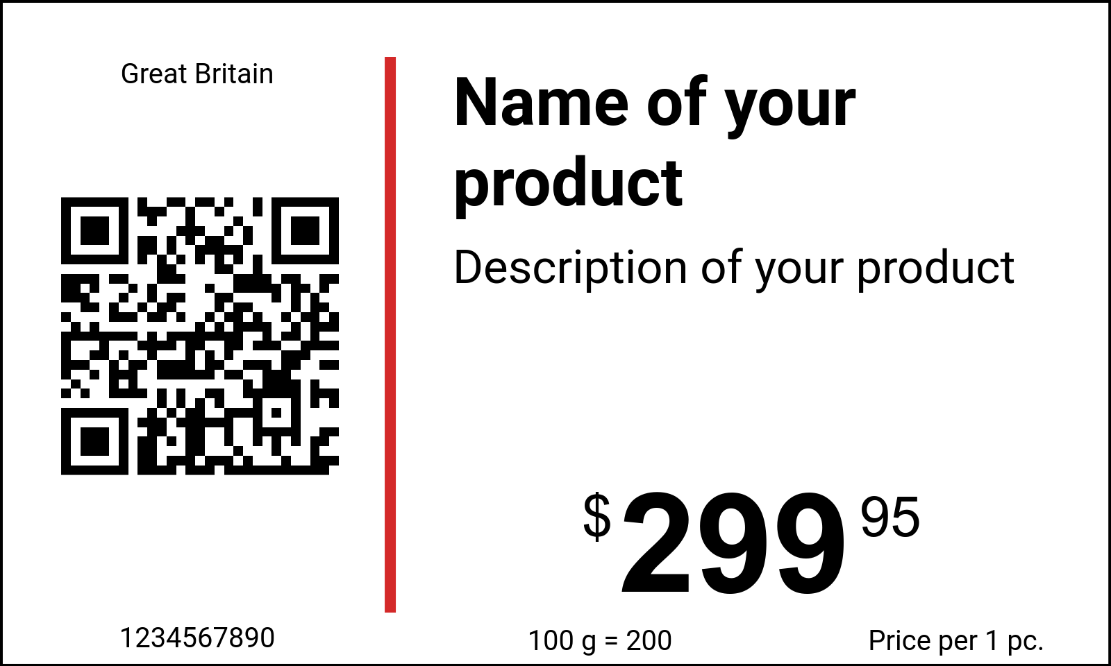 Price tag Original / Price tags with QR code and Datamatrix code / Normal