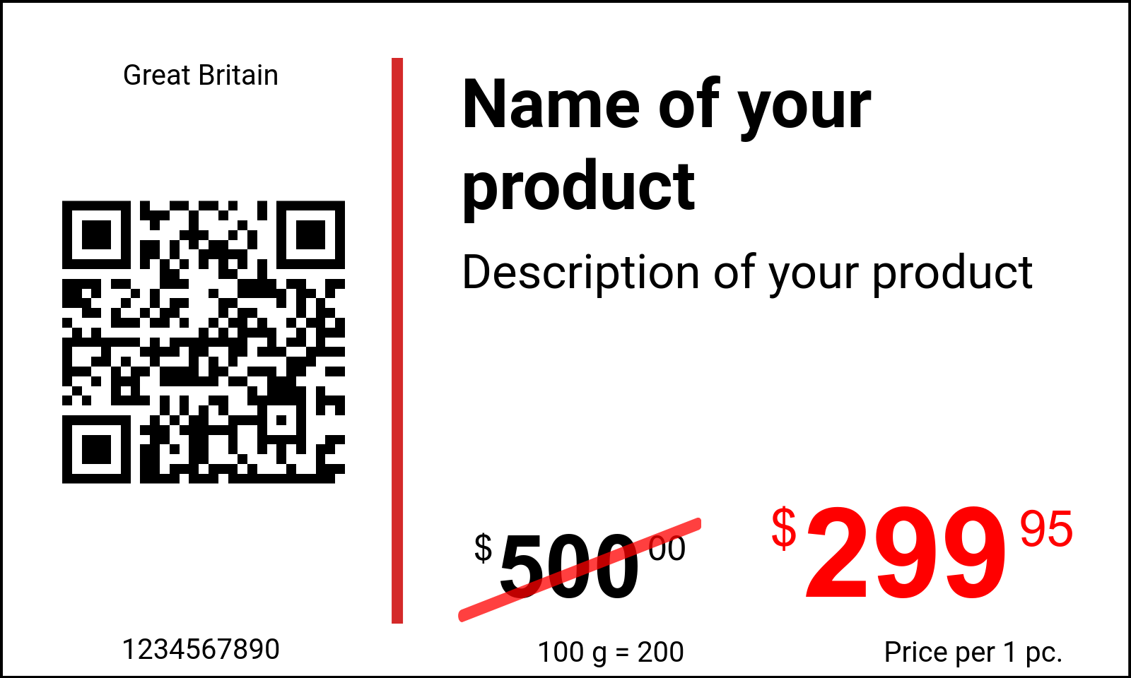 Price tag Original / Price tags with QR code and Datamatrix code / Promotional