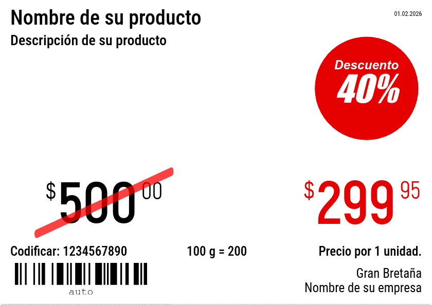 Etiqueta de precio Nuevo / A5 (media hoja A4) / Promocional 4