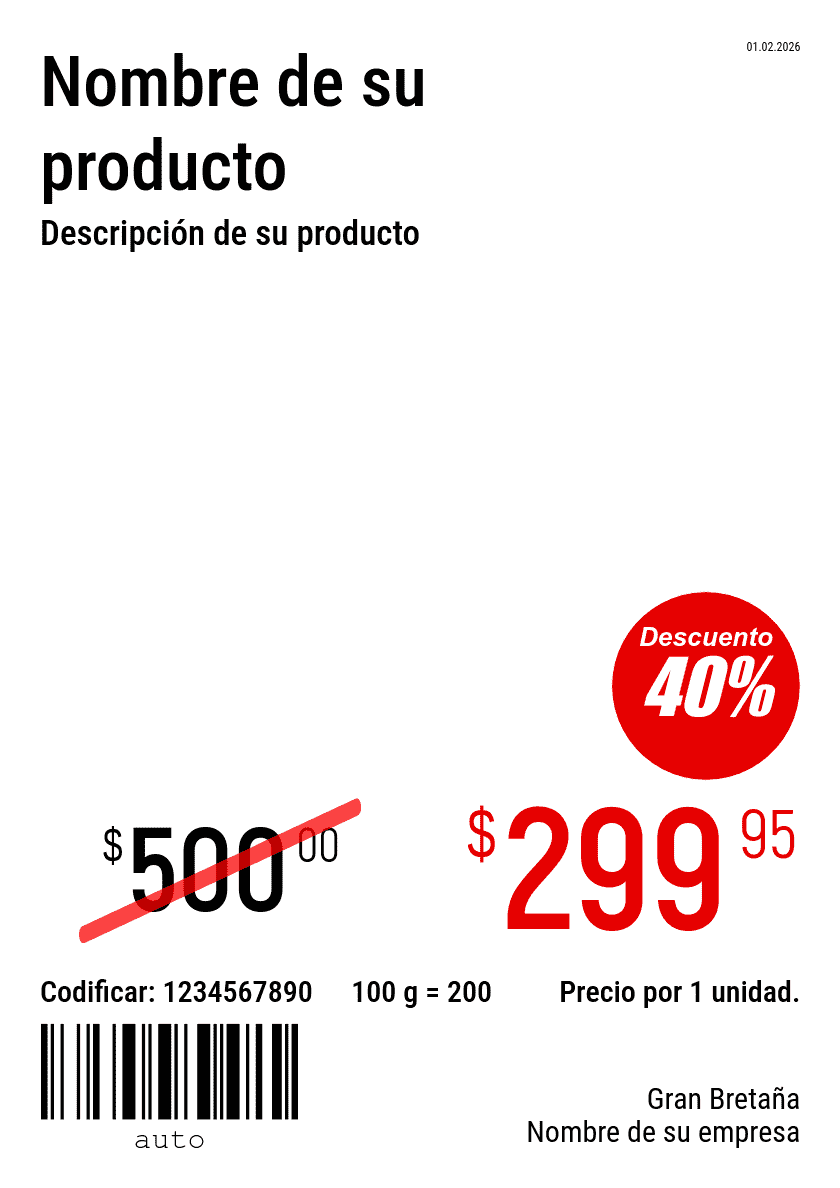 Etiqueta de precio Nuevo / A4 (página completa) / Promocional 4