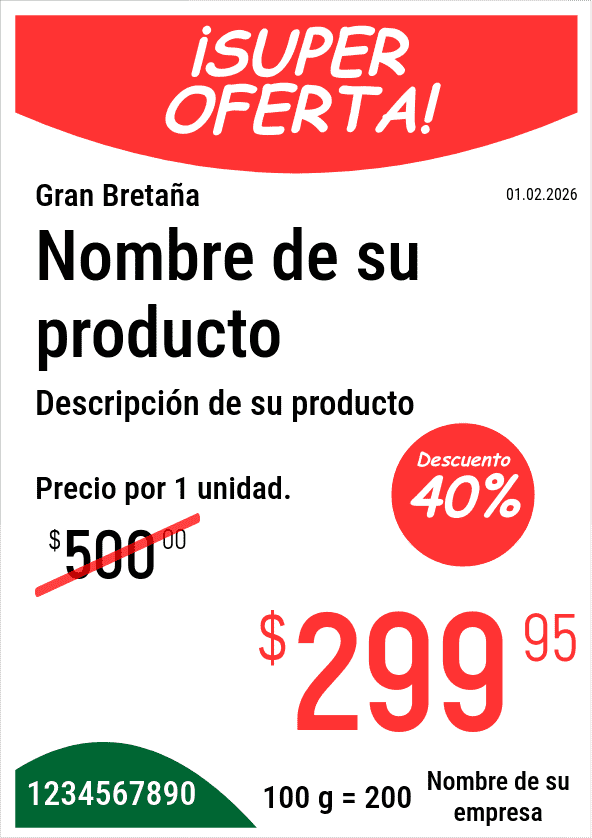 Etiqueta de precio Original / Vertical / A5 (media hoja A4) / Promocional