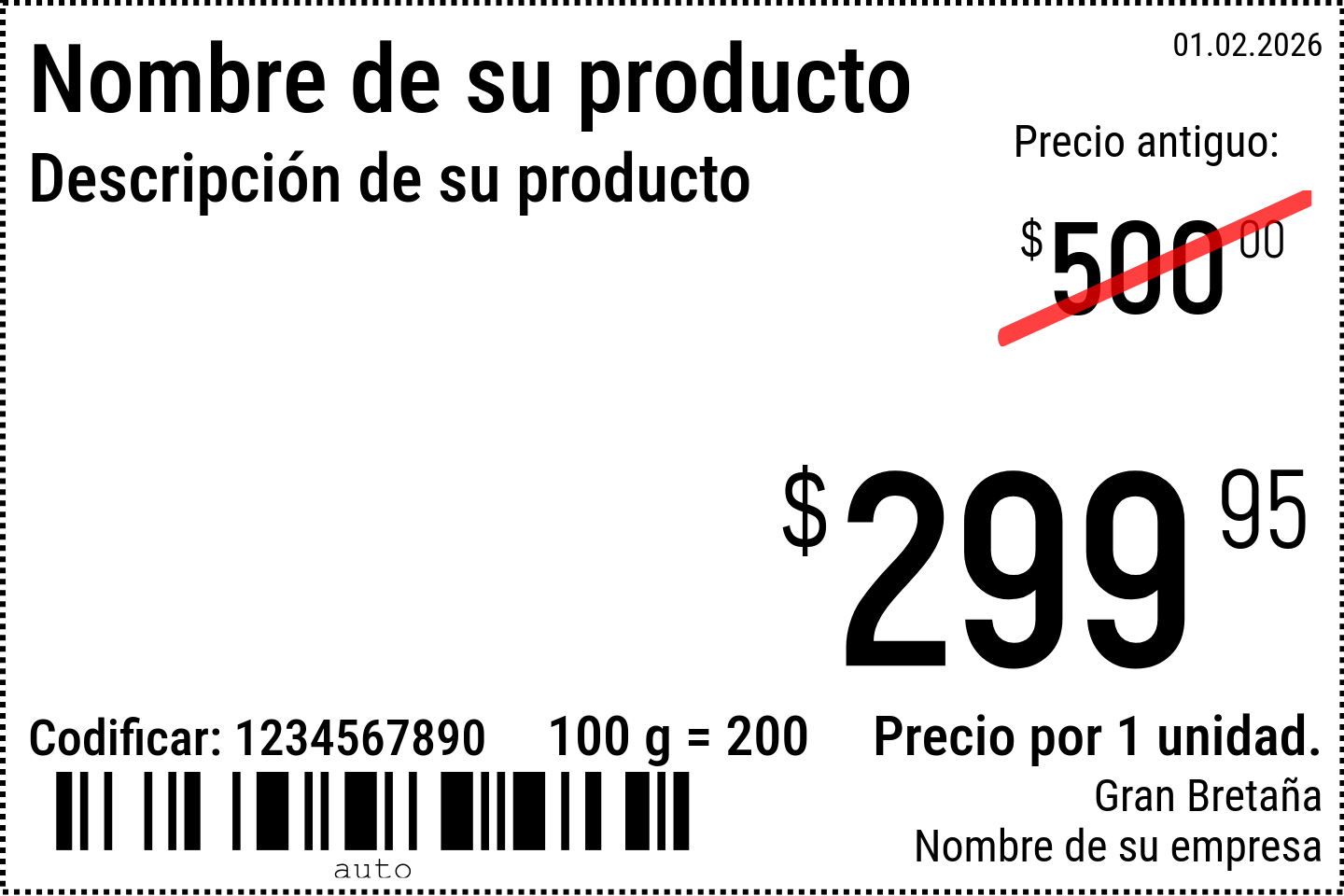 Etiqueta de precio Nuevo / 6x4 / Promocional