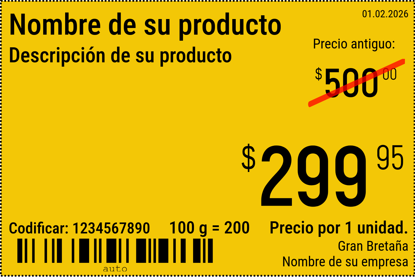 Etiqueta de precio Nuevo / 6x4 / Etiqueta de precio promocional con fondo