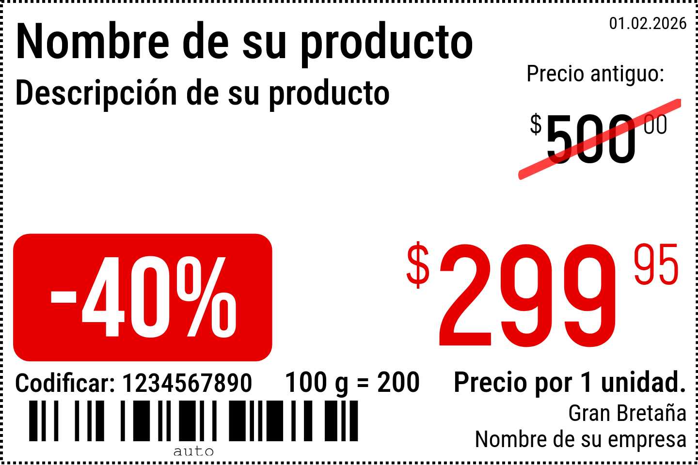 Etiqueta de precio Nuevo / 6x4 / Promocional 3