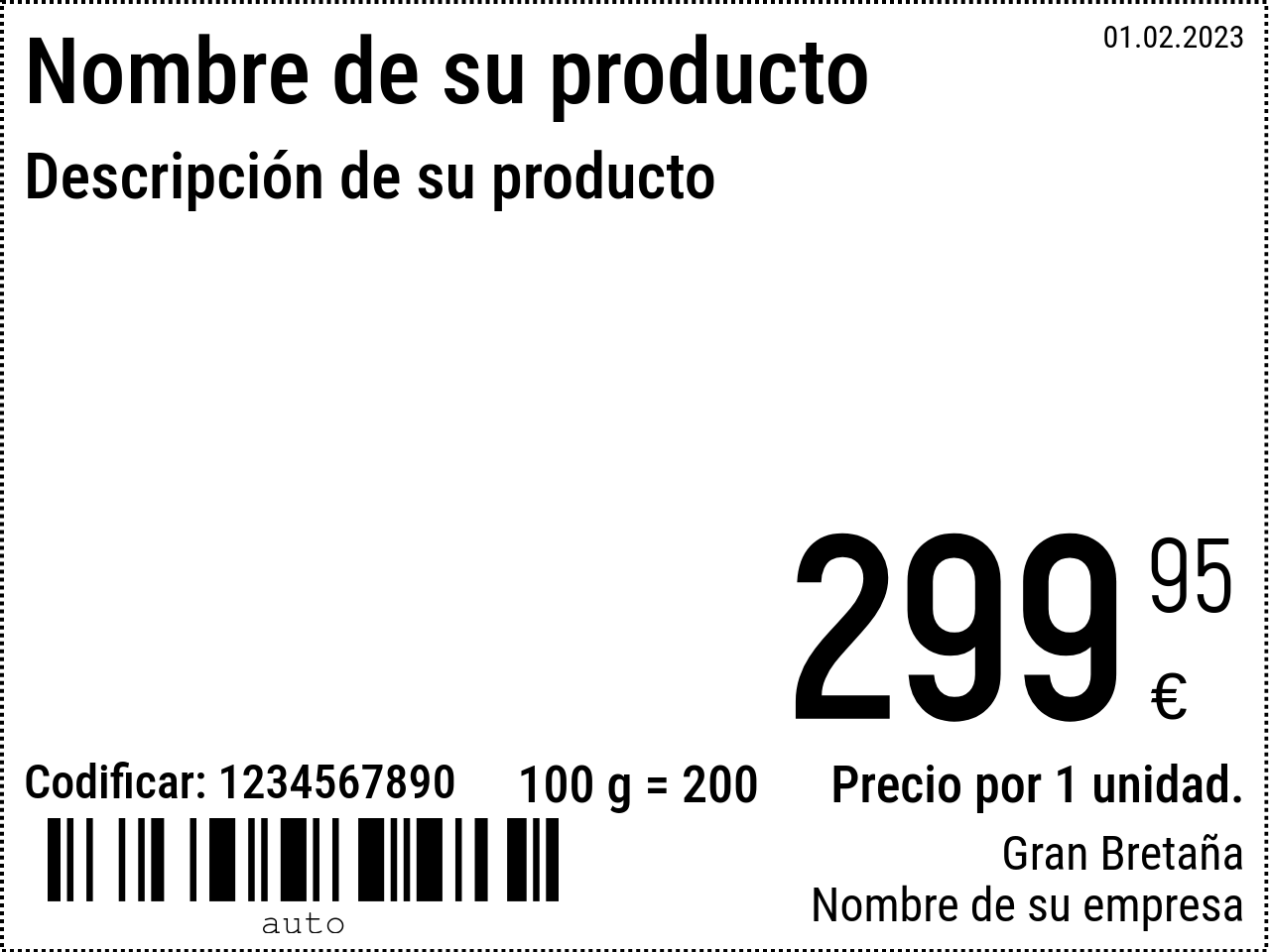 Etiqueta de precio Nuevo / 8x6 / Normal