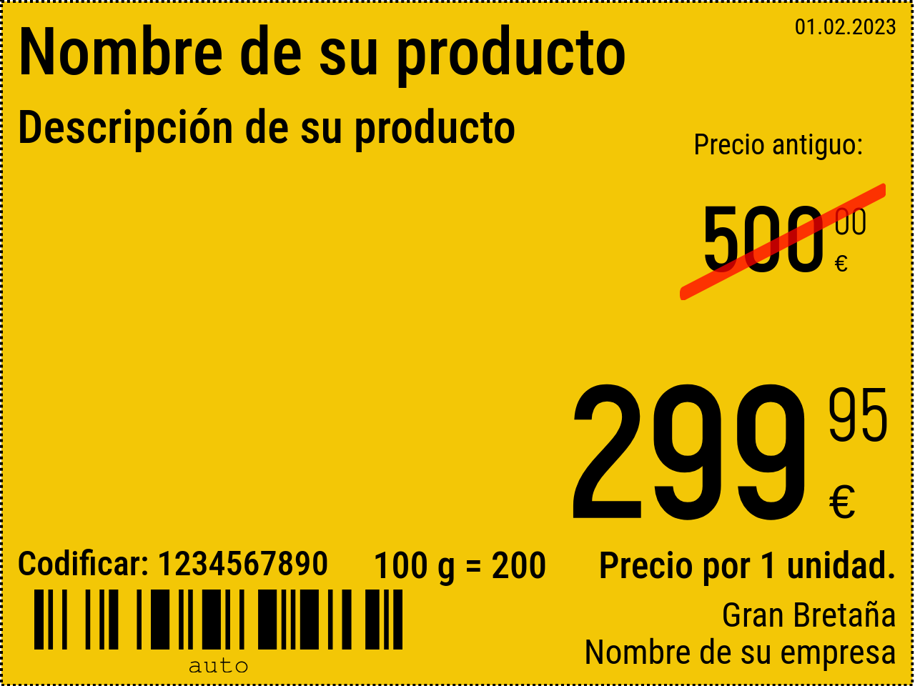 Etiqueta de precio Nuevo / 8x6 / Etiqueta de precio promocional con fondo