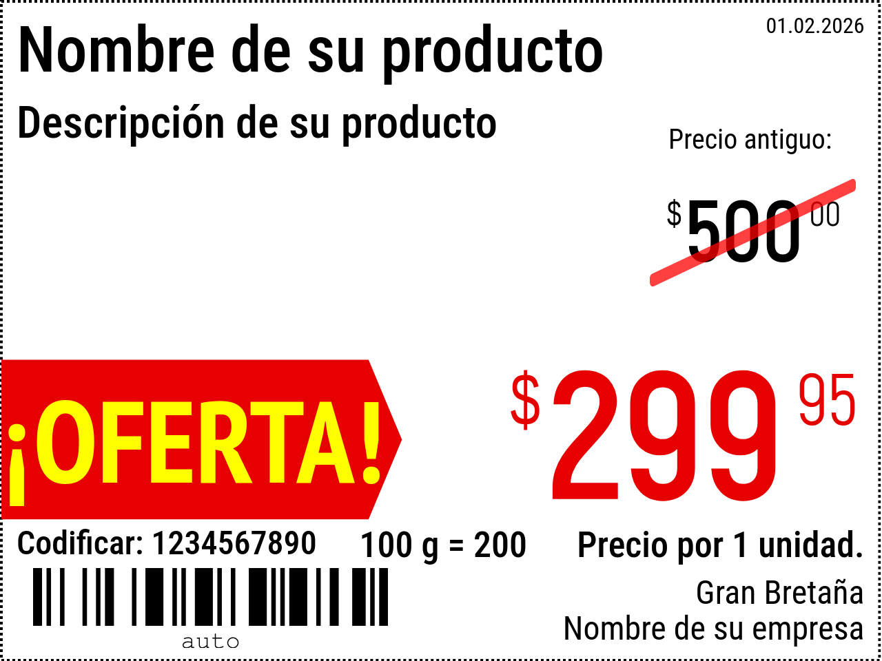 Etiqueta de precio Nuevo / 8x6 / Promocional 2