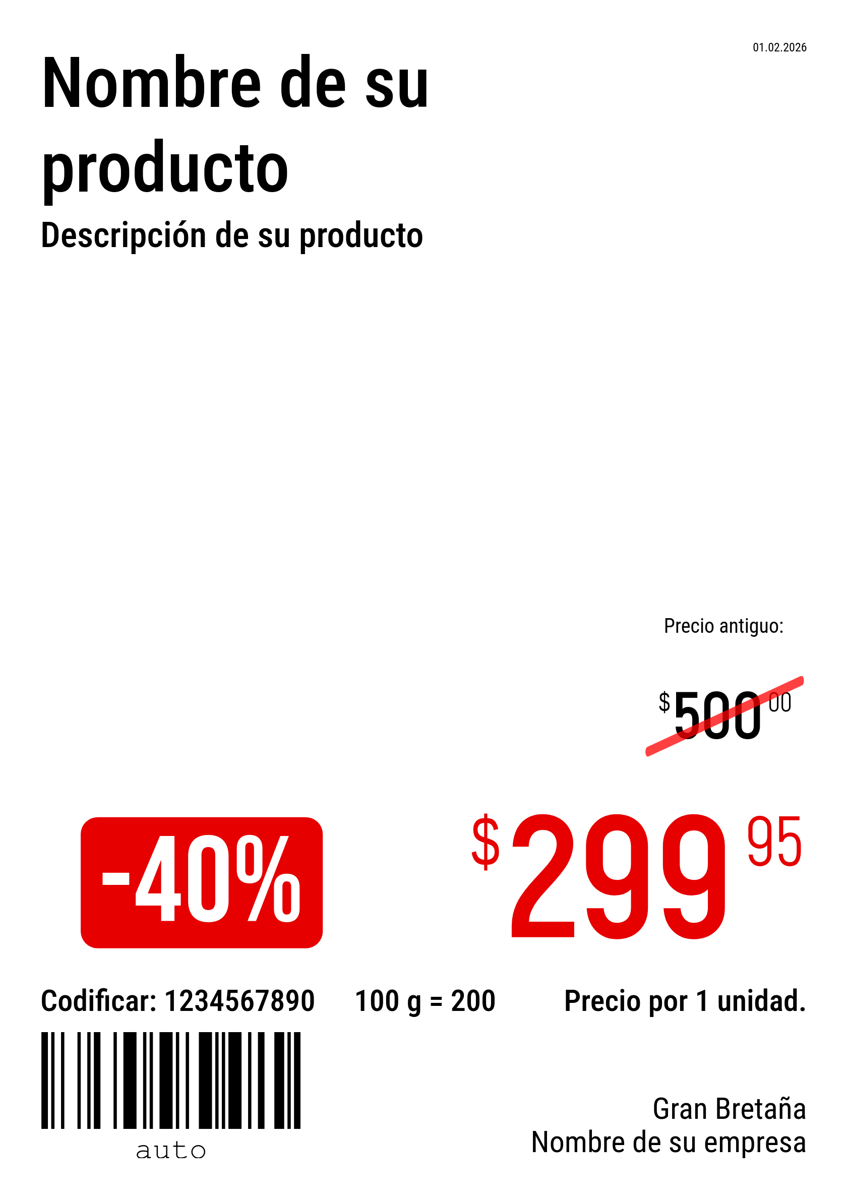Etiqueta de precio Nuevo / A4 (página completa) / Promocional 3