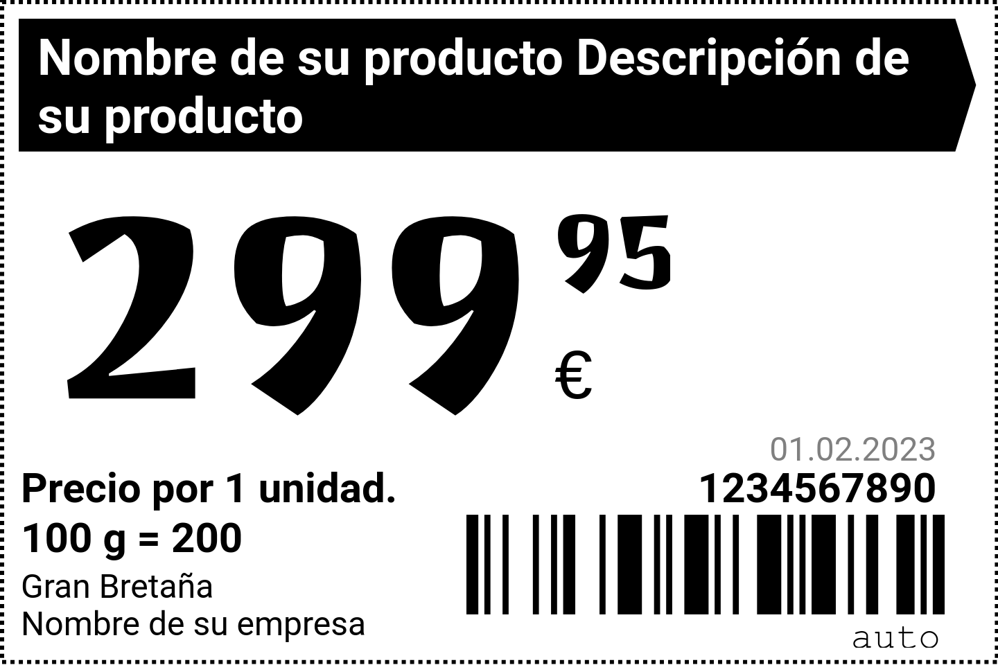 Etiqueta de precio Original / Extranjero / Normal