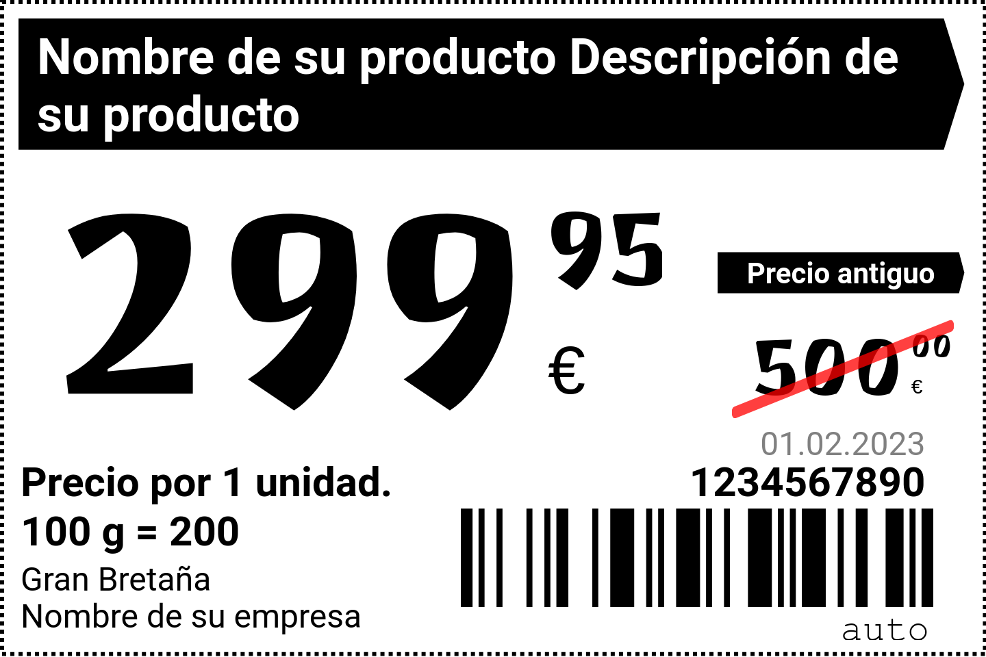 Etiqueta de precio Original / Extranjero / Promocional