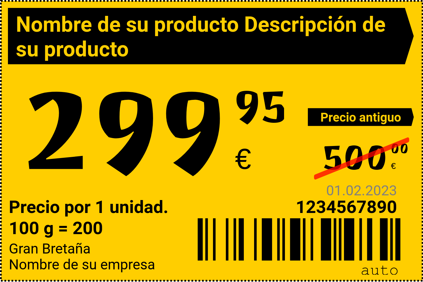 Etiqueta de precio Original / Extranjero / Etiqueta de precio promocional con fondo