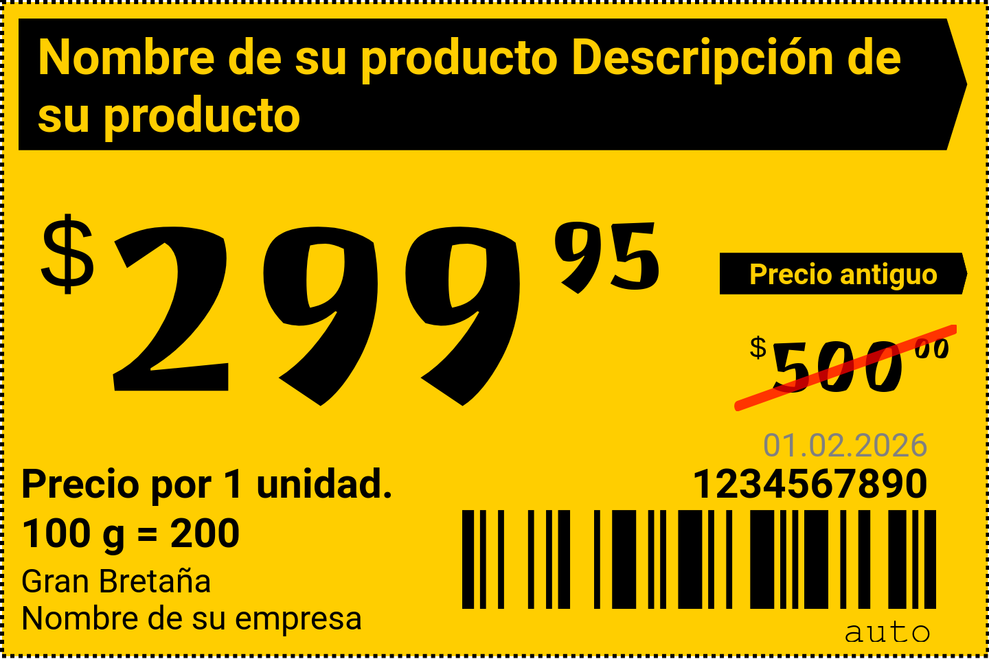 Etiqueta de precio Original / Extranjeras / Etiqueta de precio promocional con fondo