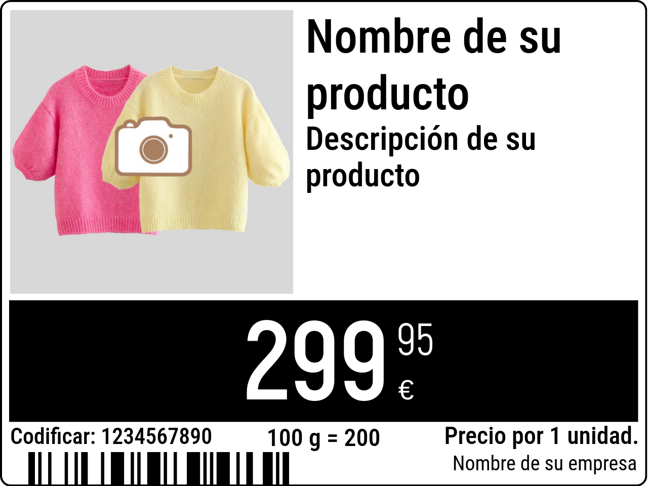 Etiqueta de precio Original / Etiquetas de precio con imagen de producto / Normal