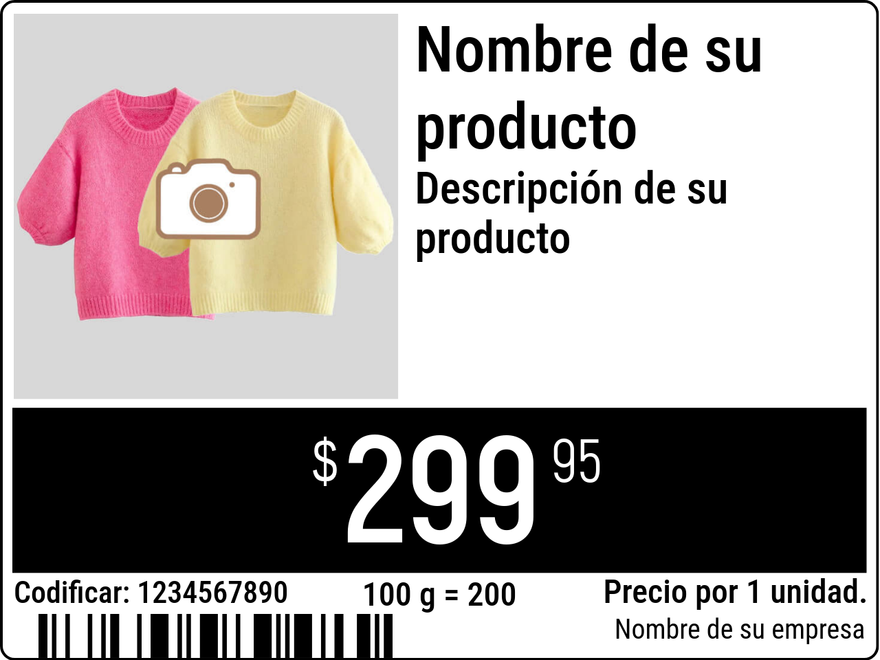 Etiqueta de precio Original / Etiquetas de precio con imagen de producto / Normal