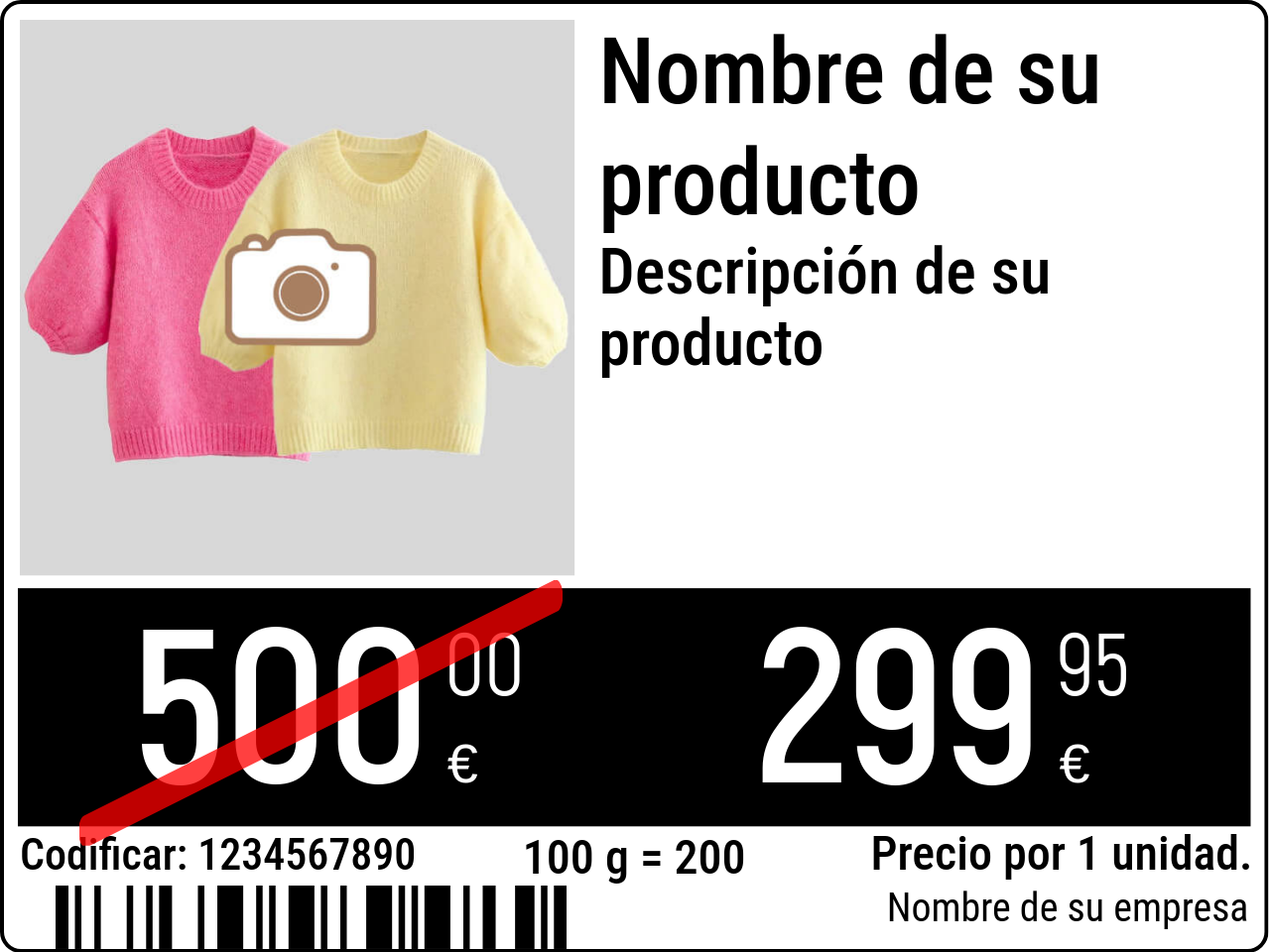 Etiqueta de precio Original / Etiquetas de precio con imagen de producto / Promocional