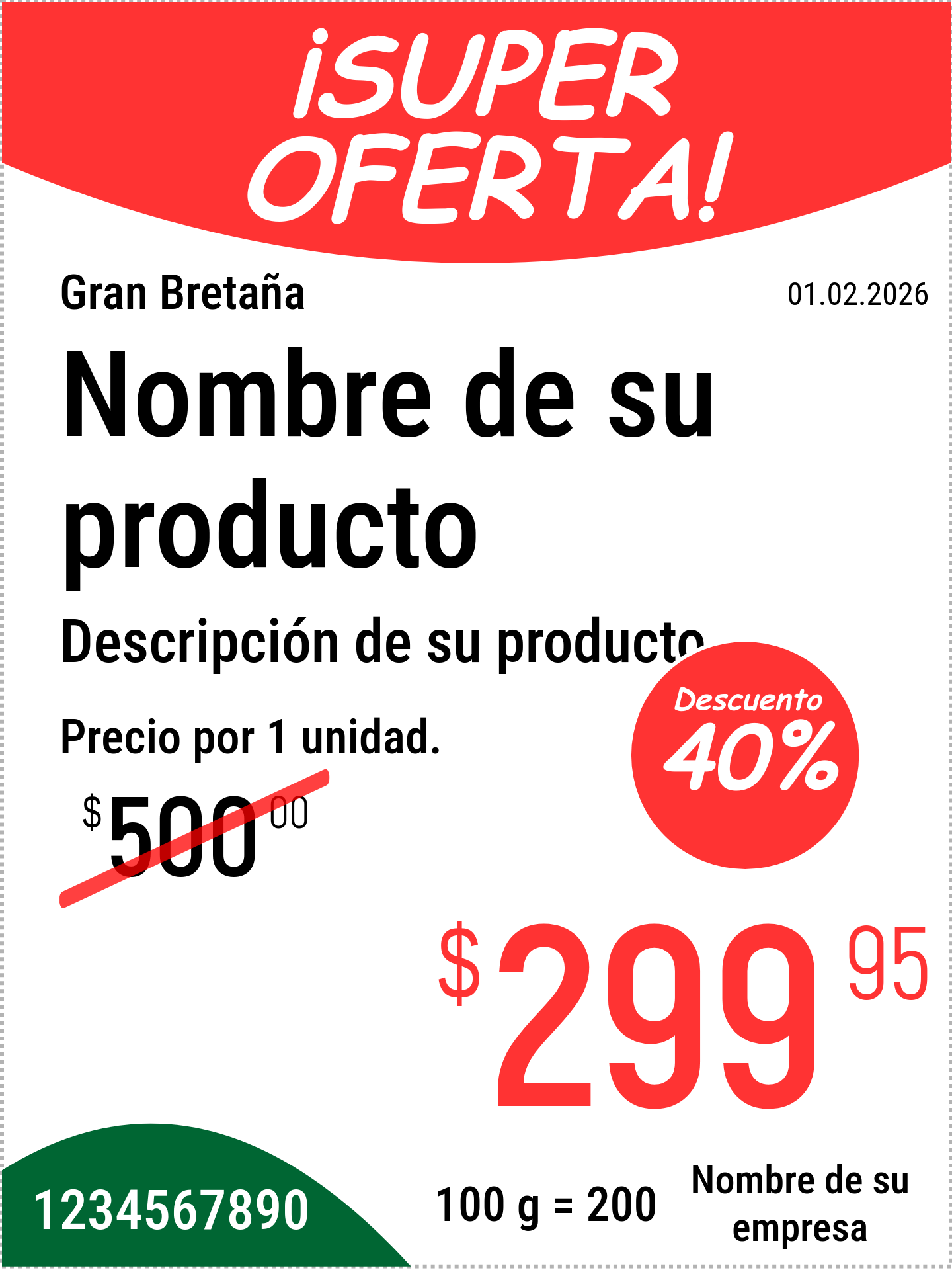 Etiqueta de precio Original / Vertical / Promocional