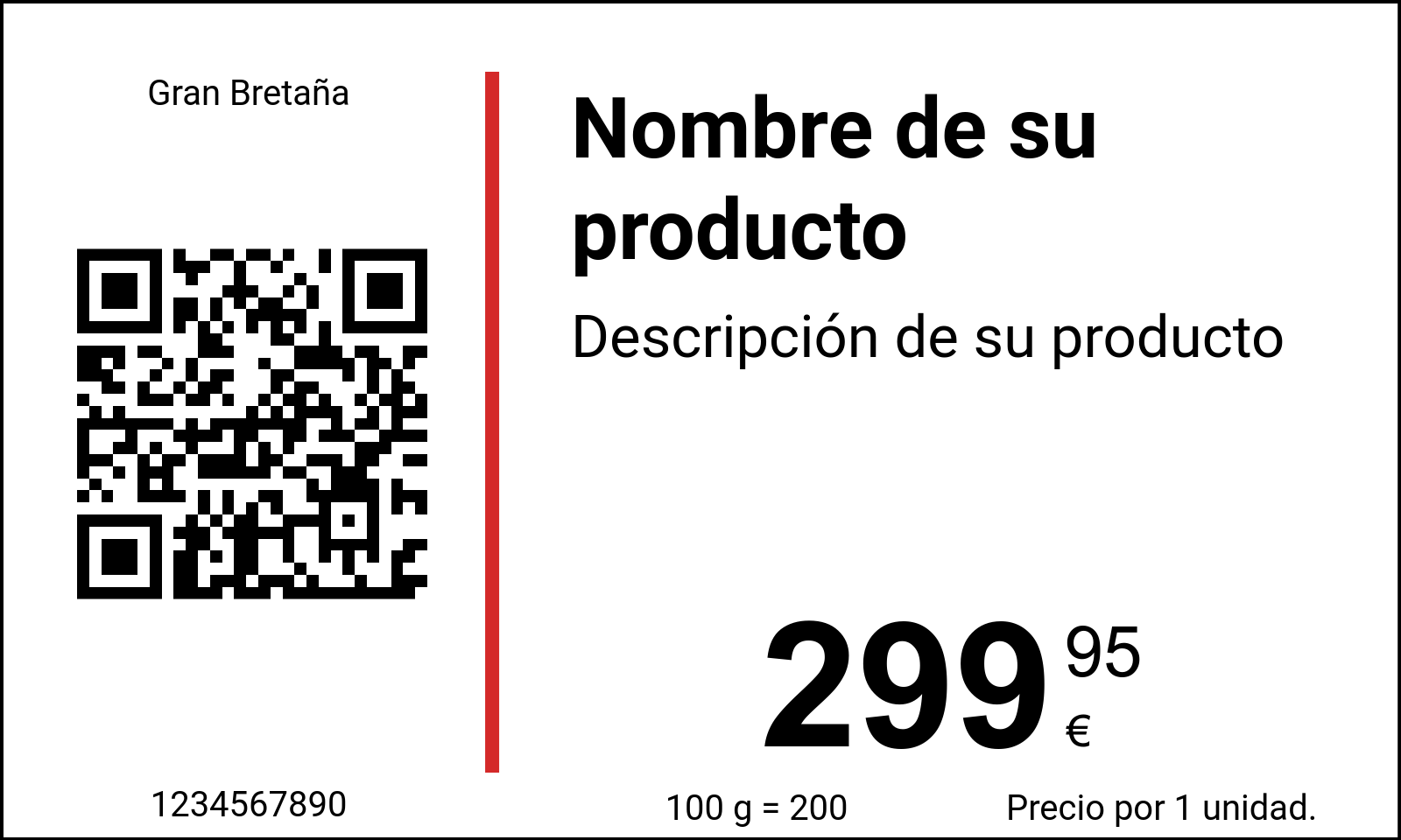 Etiqueta de precio Original / Etiquetas de precio con código QR y código Datamatrix / Normal