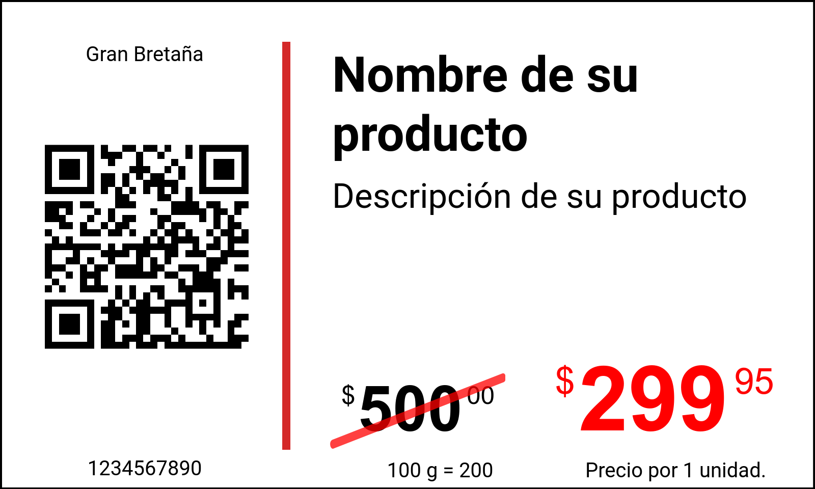 Etiqueta de precio Original / Etiquetas de precio con código QR y código Datamatrix / Promocional