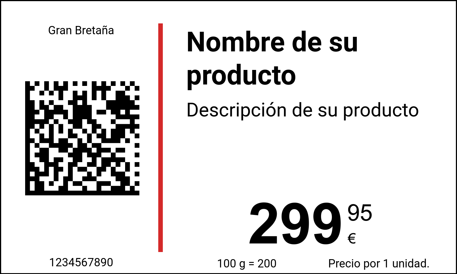 Etiqueta de precio Original / Etiquetas de precio con código QR y código Datamatrix / Normal 2