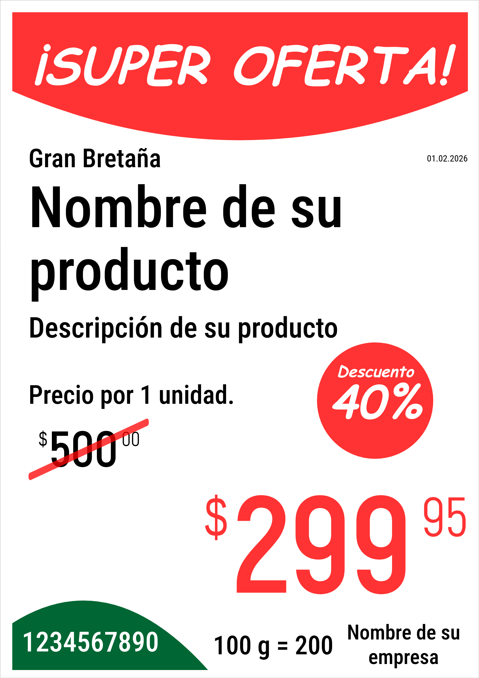Etiqueta de precio Original / Vertical / A4 (página completa) / Promocional