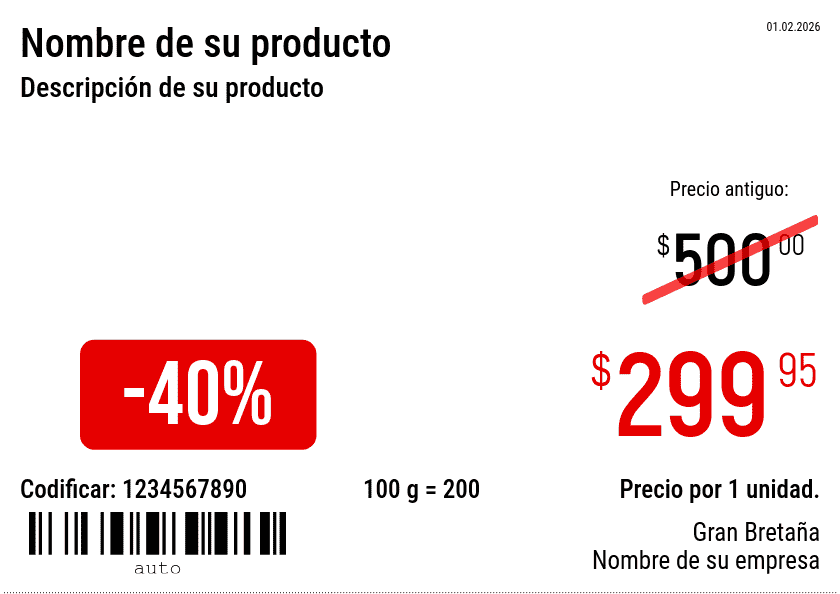Etiqueta de precio Nuevo / A5 (media hoja A4) / Promocional 3