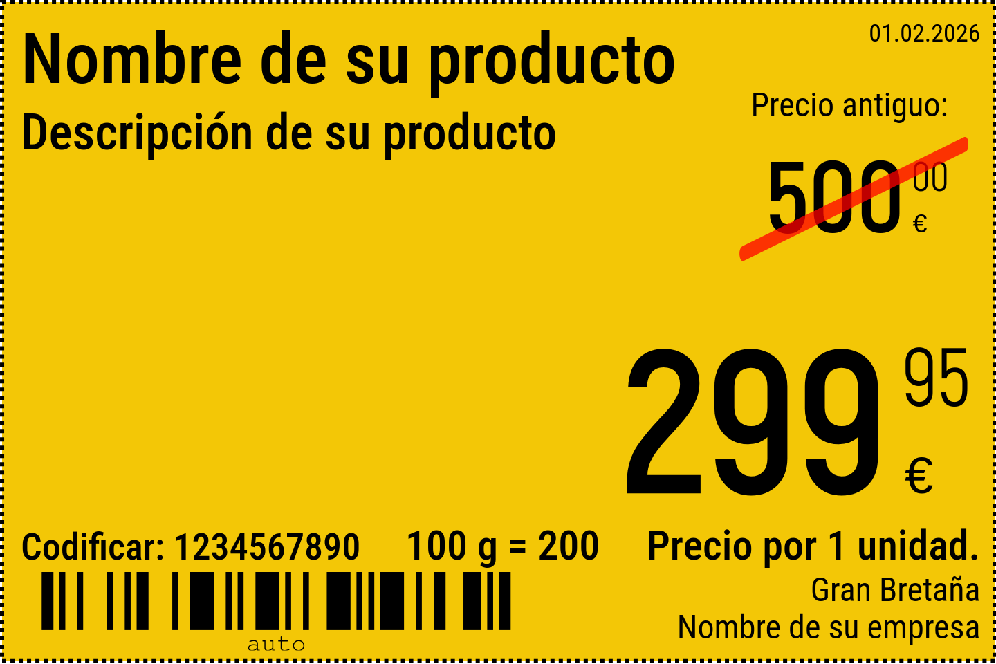 Etiqueta de precio Nuevo / 6x4 / Etiqueta de precio promocional con fondo