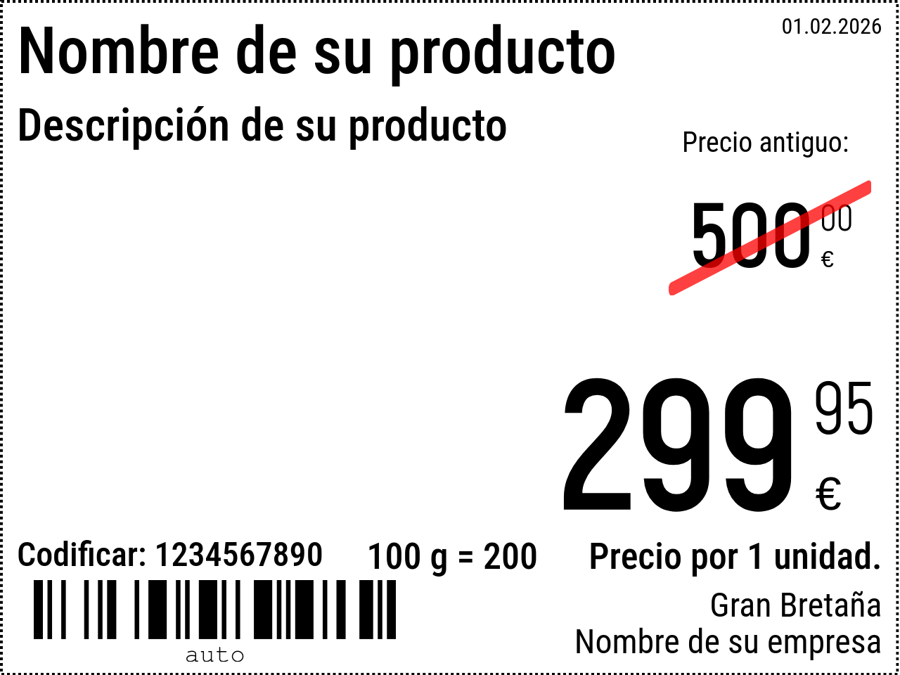 Etiqueta de precio Nuevo / 8x6 / Promocional