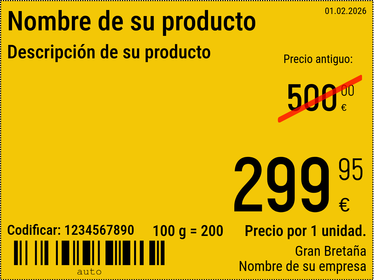 Etiqueta de precio Nuevo / 8x6 / Etiqueta de precio promocional con fondo