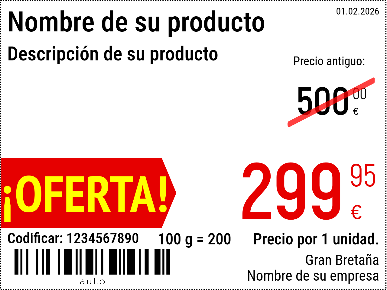 Etiqueta de precio Nuevo / 8x6 / Promocional 2