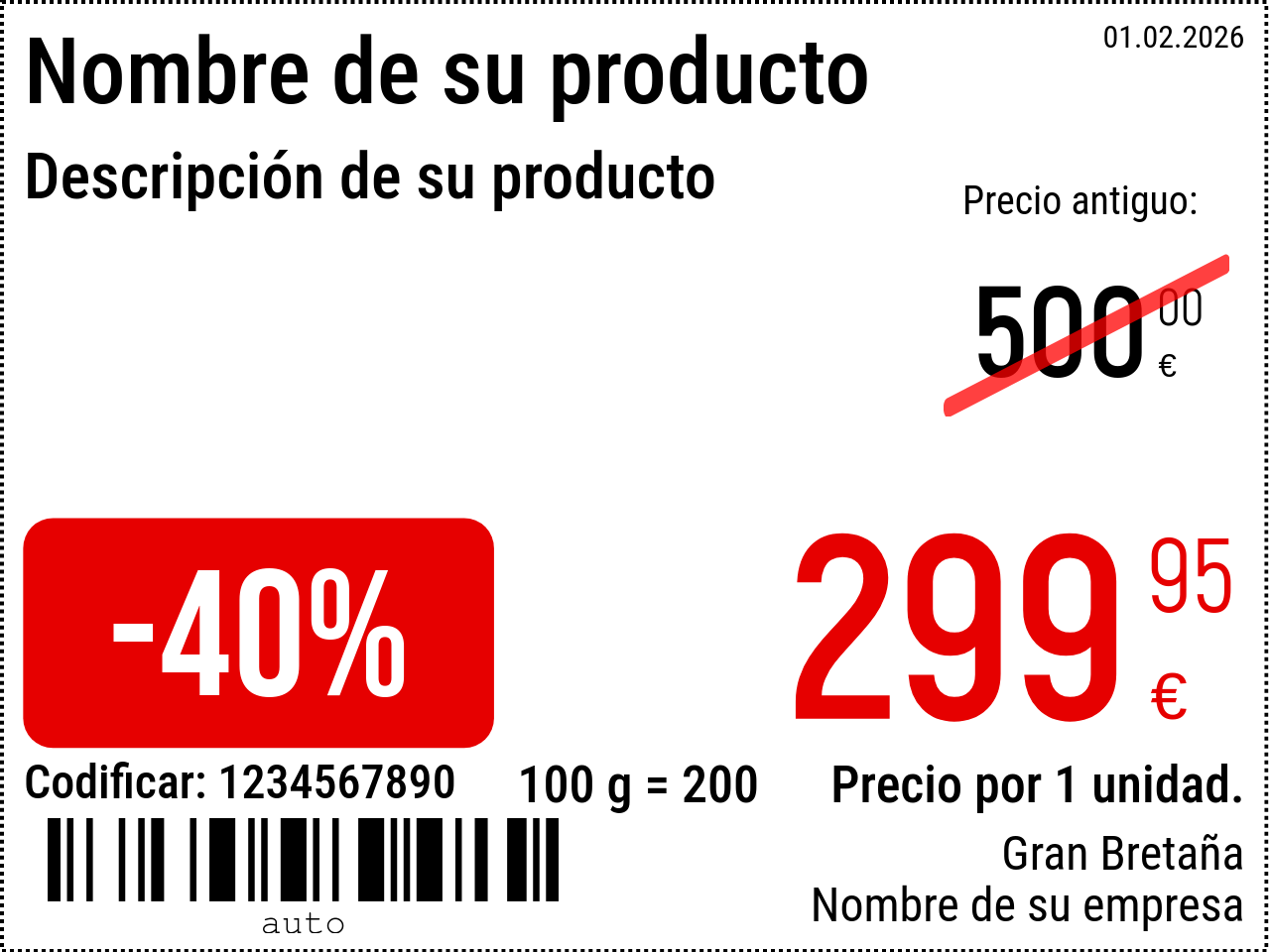 Etiqueta de precio Nuevo / 8x6 / Promocional 3