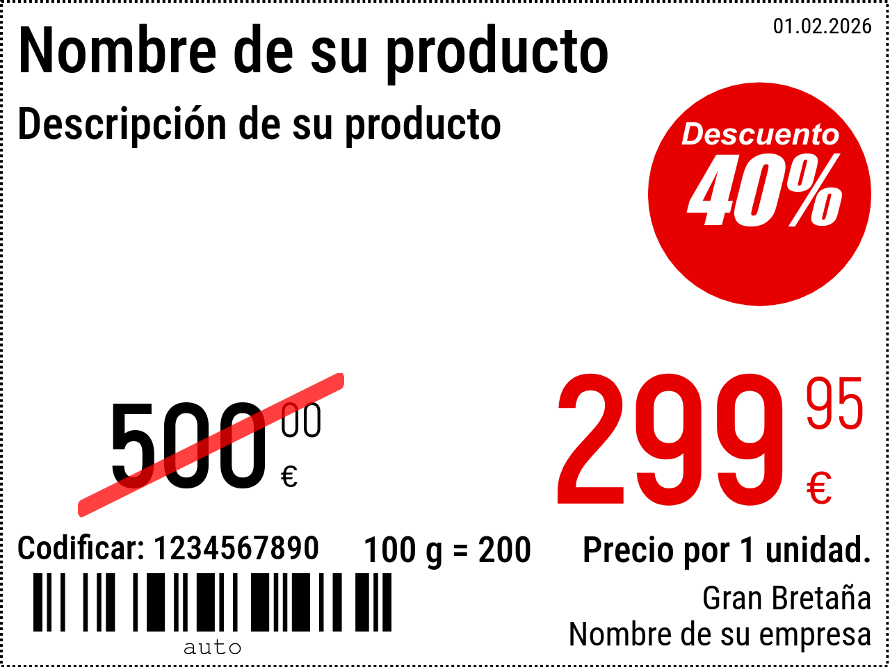 Etiqueta de precio Nuevo / 8x6 / Promocional 4