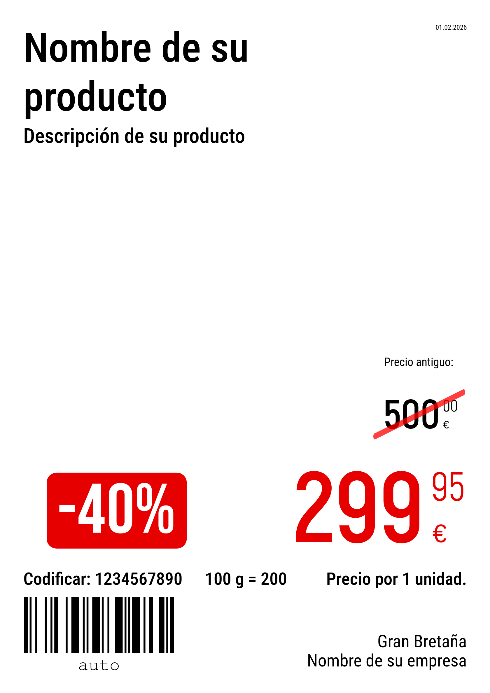 Etiqueta de precio Nuevo / A4 (página completa) / Promocional 3
