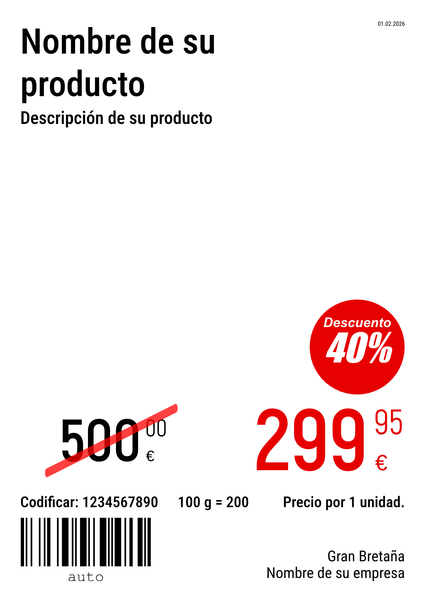 Etiqueta de precio Nuevo / A4 (página completa) / Promocional 4