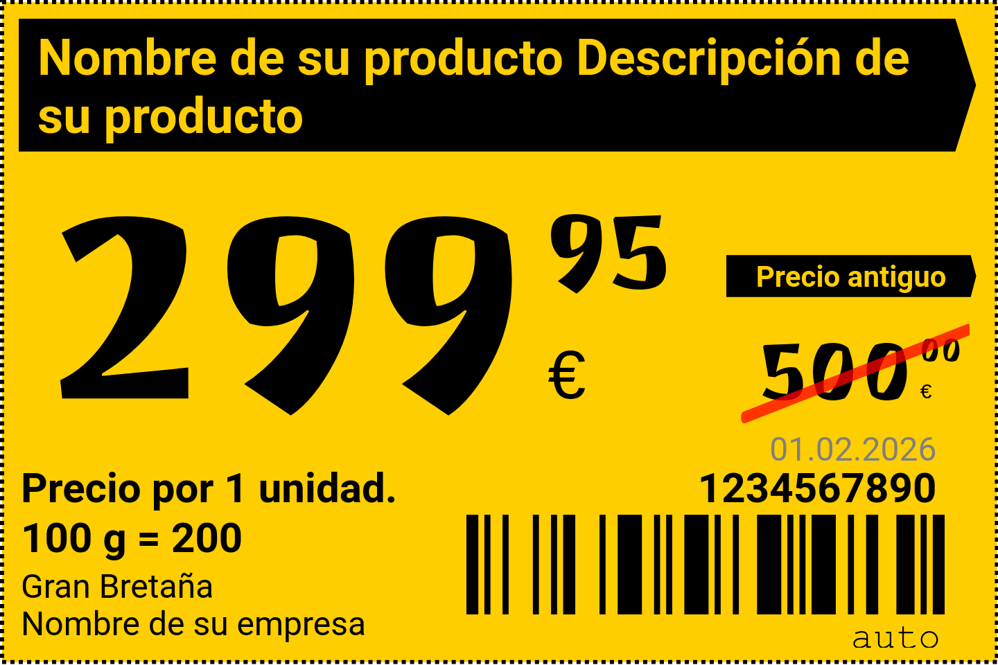 Etiqueta de precio Original / Extranjeras / Etiqueta de precio promocional con fondo
