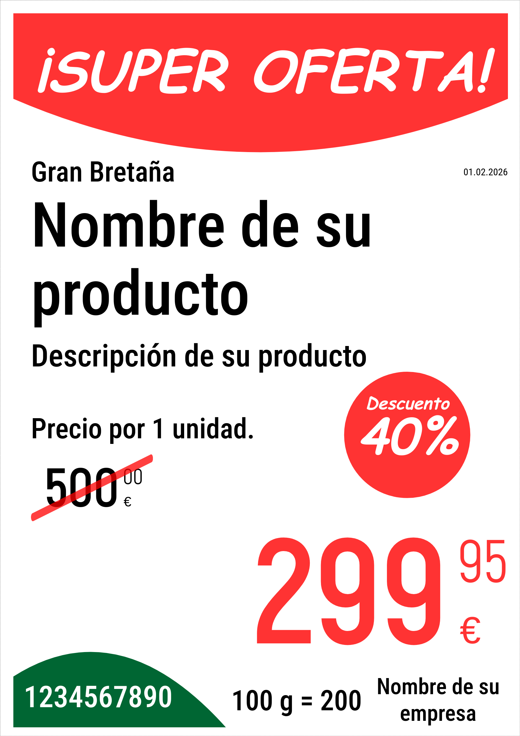 Etiqueta de precio Original / Vertical / A4 (página completa) / Promocional