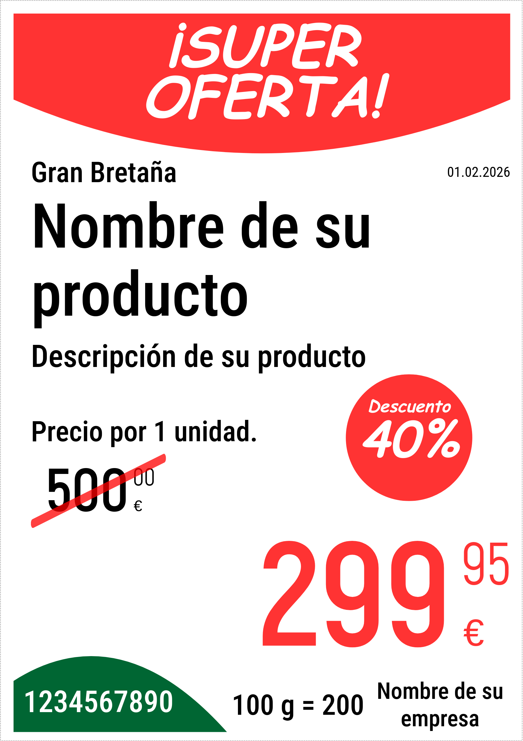 Etiqueta de precio Original / Vertical / A5 (media hoja A4) / Promocional