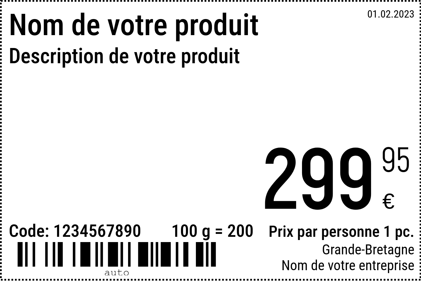 Étiquette de prix Nouveau / 6x4 / Normal