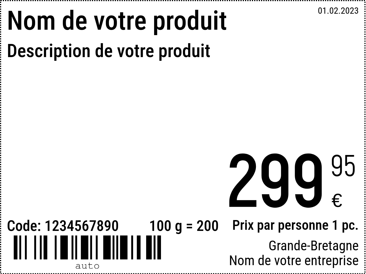 Étiquette de prix Nouveau / 8x6 / Normal