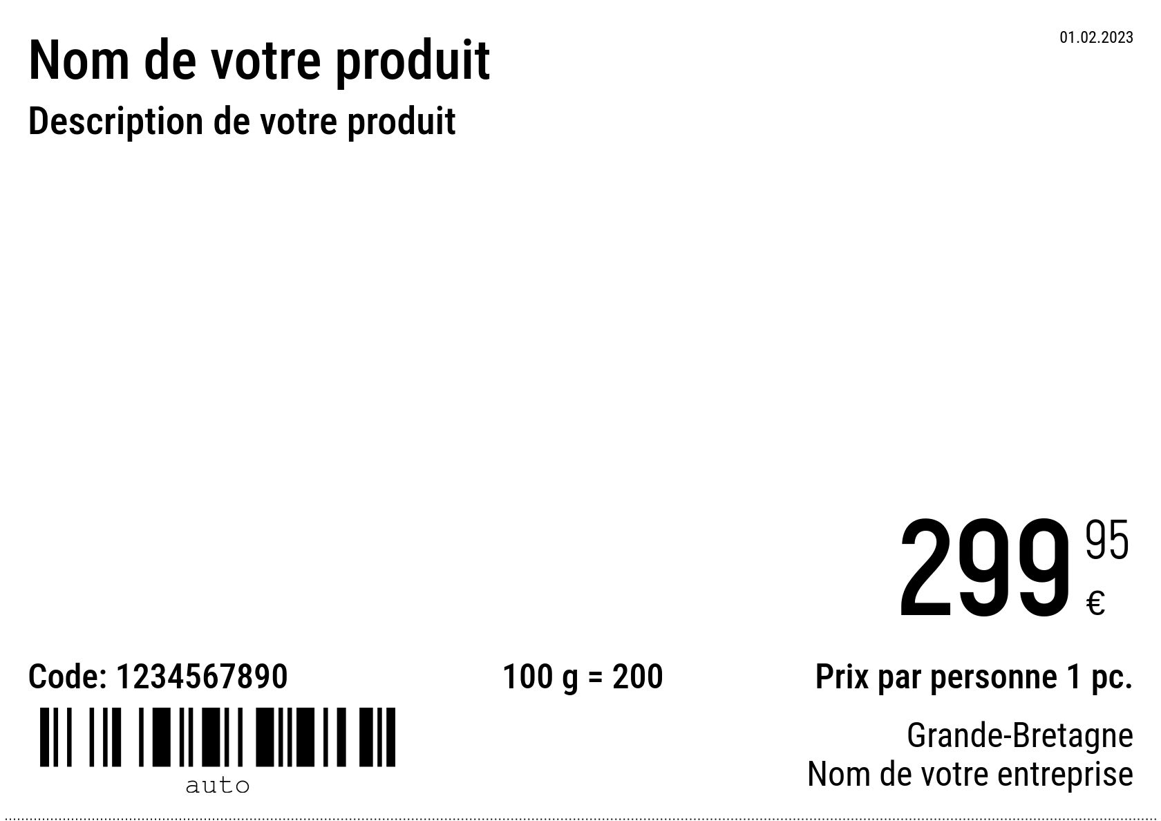 Étiquette de prix Nouveau / A5 (demi-feuille A4) / Normal