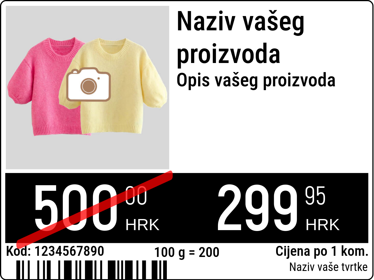 Cijena Izvornik / Oznake cijena sa slikom proizvoda / Oglašavanje